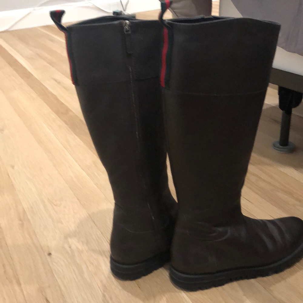 Gucci flat boots with green and red web trim - size 36.5